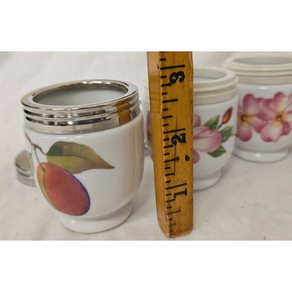Set of 4 Royal Worcester Egg Coddlers Bone China England Berry & Fruit Patterns - Picture 6 of 6